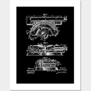 Typewriter Vintage Patent Drawing Posters and Art